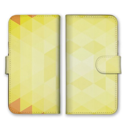 ＼全機種対応／ スマホケース 手帳型 スマホカバー 手帳タイプ スマートフォン ケース カバー モザイク トライアングル イエロー かわいい おしゃれ かっこいい カードホルダー付き カード収納 合皮 合成レザー