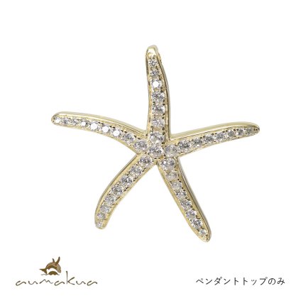 ハワイアンジュエリー シルバー ペンダントトップ スターフィッシュ ヒトデ ひとで 海星 ジルコニア シルバー925 ネックレス チェーン別売 イエローコーティング aumakua メンズ レディース 誕生日 プレゼント ハロウィン 【品番：445-11-02】