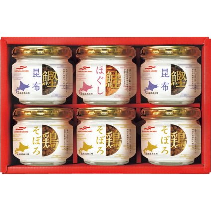 瓶詰詰合せ 6瓶 [26-2877-068] ABZ-30S 鮭ほぐし 鶏そぼろ 鰹昆布 ご飯のお供 瓶詰め 詰め合わせ おかず おつまみ 御祝 御礼 お返し ギフト プレゼント