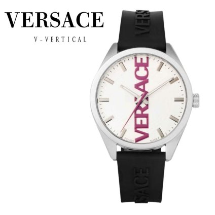 ヴェルサーチェ 腕時計 メンズ ホワイト シルバー ブラック 42mm VERSACE V-VERTICAL シリコンベルト スイス製 メンズ腕時計 軽量 ブランド おしゃれ プレゼント ギフト 卒業 入学 お祝い