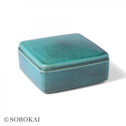 SOBOKAI ソボカイ トルコ青釉 角お重 1段[お正月 おせち お節 おもてなし 陶器 重箱 一段 蓋付き ふた付き お重 保存容器 副菜 常備菜 作り置き 保存 容器 食器 角型 食卓 和モダン おしゃれ 和食 おせち料理] 即納