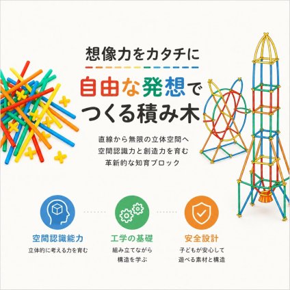 チューブブロック チューブ150本＋ジョイントパーツ150個 組み立てブロック 立体パズル モンテッソーリ 収納バッグ付き 創造力 思考力 集中力 おもちゃ LB0H36B4VH8