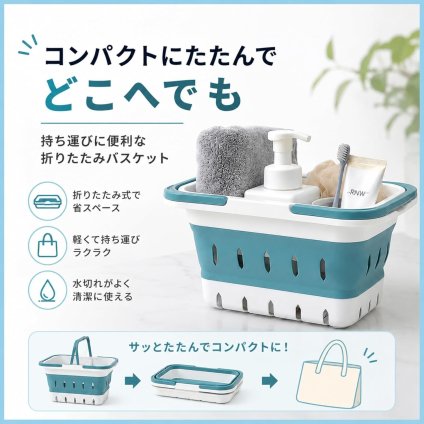 折りたたみ バスケット お風呂用 水切りカゴ 持ち手付き 洗面用具収納 収納バスケット 温泉 銭湯 ジム サウナ 旅行 軽量 コンパクト 排水穴付き LB0H4SSJQN8