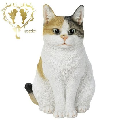  大きなサイズで【お座り三毛猫】 CAT　本物そっくり  おしゃれ置物 樹脂  WooBia