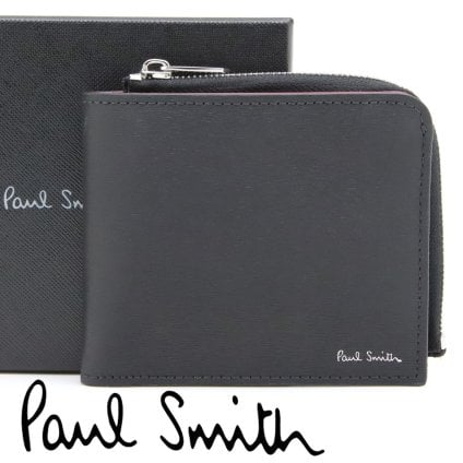 ポールスミス 財布 Paul Smith 二つ折り財布 L字ファスナー二つ折り財布 小銭入れあり メンズ ブラック ボルドー スカイブルー マルチストライプ M1A-7970-WSTRGS 79 【ラッピング無料 誕生日 お祝い プレゼント ギフト 贈り物】 送料無料