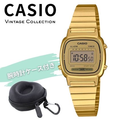 カシオ 腕時計 レディース ゴールド デジタル チプカシ レトロ 海外モデル 逆輸入 小さめ 薄型 軽量 メタル タイマー 学生 仕事 誕生日 プレゼント ギフト CASIO 収納ケース付き 成人 卒業 入学