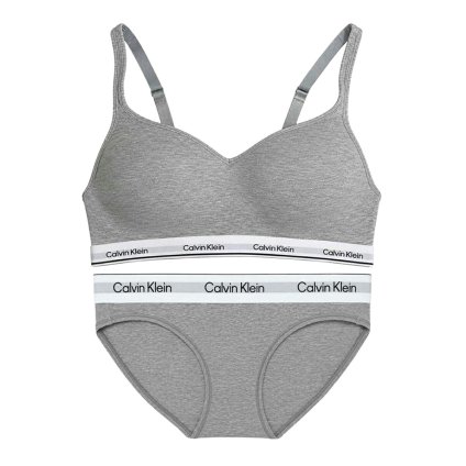 カルバンクライン Calvin Klein(CK) ブラ&ショーツ ビキニ セット ロゴ 無地 ノンワイヤー 下着 アンダーウェア QP3561O+F3787 レディース グレー
