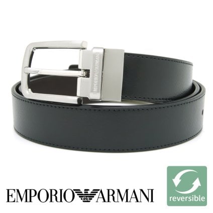 エンポリオアルマーニ メンズベルト リバーシブル レザー 回転式バックル EMPORIO ARMANI ブランド ベルト メンズ ブラック ダークブラウン EM007172 AF29130 MC593 【ラッピング無料 誕生日 お祝い プレゼント ギフト 贈り物】 送料無料