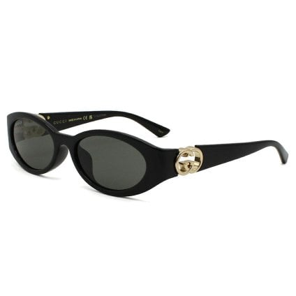 グッチ GUCCI サングラス アジアンフィット アイウェア UVカット オーバル GG1662SA-001 メンズ レディース ユニセックス ブラック+グレー 国内正規品