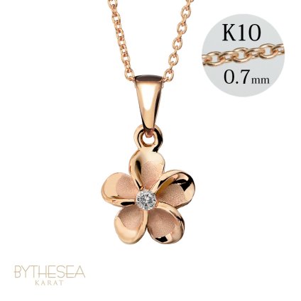 ゴールド ネックレス ハワイアンジュエリー ネックレス ピンクゴールド ネックレス プルメリア 14K K14ピンクゴールド ダイヤモンド ジルコニア K10 10Kあずきチェーン太0.7mm ギフトラッピング可能 彼女 妻 女性 レディース プレゼント ハロウィン 【品番：CG-GP109R】