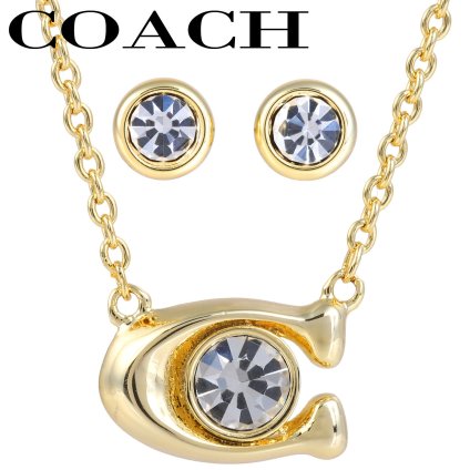 コーチ ネックレス＆ピアスのセット シグネチャー ペンダント 女性 レディース COACH 412845GLD110 ゴールド アクセサリー 【ラッピング無料 誕生日 お祝い プレゼント ギフト 贈り物】