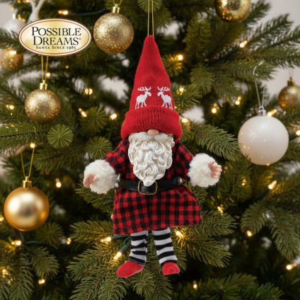 Gnome Moose Hat オーナメント 19.8cm | サンタ サンタクロース 人形 置物 フィギュア クリスマス ホリデー Possible Dreams 正規輸入品