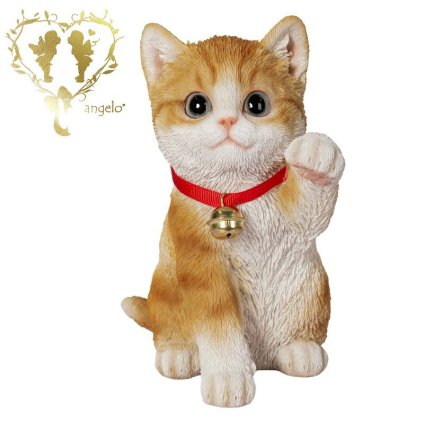 【左手を上げる茶トラ白招き猫】CAT　リビング　玄関　ガーデン 雑貨 オーナメント  おしゃれ置物 樹脂 お出迎え  おうち時間 WooBia