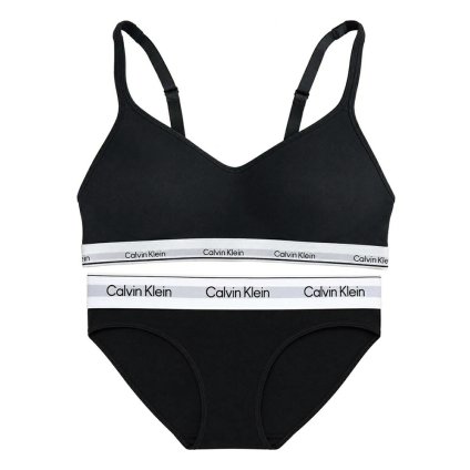 カルバンクライン Calvin Klein(CK) ブラ&ショーツ ビキニ セット ロゴ 無地 ノンワイヤー 下着 アンダーウェア QP3561O+F3787 レディース ブラック