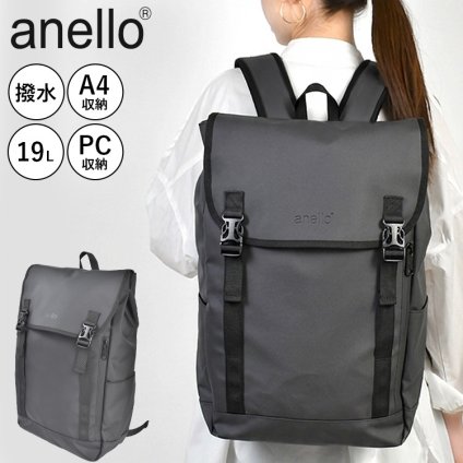リュック anello アネロ メンズ レディース ビジネスリュック A4収納 PC収納 19L 撥水 大容量 軽量 通勤 通学 フラップリュック リュックサック ビジネスバッグ おしゃれ シンプル 多機能 ノートPC パソコン タブレット 15インチ 背面ファスナー チェストベルト 黒 ブラック