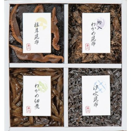 【送料無料・包装無料・のし無料】廣川昆布 御昆布 4品佃煮詰合せ(KB-15) 200-42(A5) /ギフト お歳暮 入学祝い 卒業祝い 就職祝い 結婚祝い 誕生日 出産祝い 引越祝い 香典返し 新盆 初盆 御礼 内祝い 快気祝い ご挨拶 志 法事