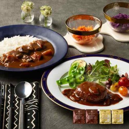 横浜ロイヤルパークホテル 監修 カレー ハンバーグ セット 詰め合わせ 4食 ビーフカレー デミグラスハンバーグ 各2個 レトルト 常温保存 非常食 惣菜 おかず 温めるだけ 湯煎 簡単調理 時短 高級 ホテルグルメ