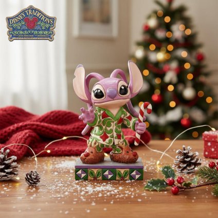 エンジェル クリスマスパジャマ 11.5cm リロ&スティッチ クリスマス | ディズニー トラディションズ ジムショア グッズ フィギュア 人形 置物 彫刻 Jim Shore 正規輸入品
