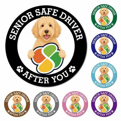 カーサイン 高齢者マーク SENIOR SAFE DRIVER ラブラドゥードル マグネット 強力 直径13cm 肉球 日本製 車 ステッカー