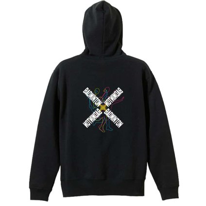 バドミントン パーカー プルオーバー メンズ レディース ジュニア 練習着 裏パイル おもしろ 名入れ スウェット おしゃれ キッズ 大きいサイズ 文字入れ無料 「ネオンスタイルのクロスBADMINTON」 アートワークスコウベ 【送料無料】