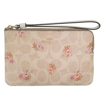 コーチ COACH ポーチ リストレット アウトレット PVC CRN ZIP SIG FLRL CAR20 IMSAS ベージュマルチ