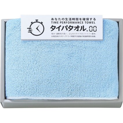 ノーブランド 生活時間を確保するタイパタオル スリムバスタオル ブルー [26-0097-013] TIP2515 ヘアドライタオル ｜ ポリエステル85% 34×120cm ｜ 日常使い ヘアドライ | 中国製 速乾 マイクロファイバー ｜