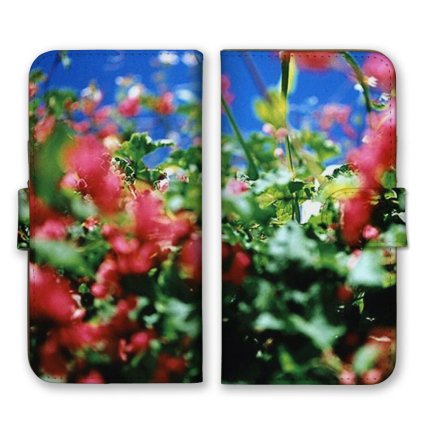 ＼全機種対応／ スマホケース 手帳型 スマホカバー 手帳タイプ スマートフォン ケース カバー 花 写真 レッド グリーン ブルー 総柄 アート かわいい おしゃれ カードホルダー付き カード収納 合皮 合成レザー