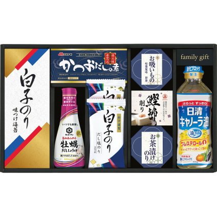 キッコーマン [26-7605-049] KSC-40E しょうゆ 白子のり 食卓詰合せ ギフト 調味料 白子味のり かつおだしの素 お吸いもの お茶漬けのり 鰹節 牡蠣だししょうゆ 日清キャノーラ油 内祝い 出産内祝い お返し プレゼント
