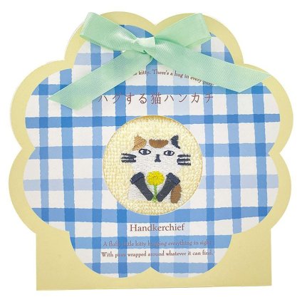 ハグする猫ハンカチ ブチネコ (171481/6/2) ※送料無料(北海道・沖縄は除く)