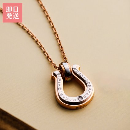 【送料無料】 レディースネックレス ダイヤモンド ステンレス 馬蹄 円周率 ホースシュー お守り ピンク サージカルステンレス316L アレルギーフリー ブランド おしゃれ アクセサリー ジュエリー white clover ホワイトクローバー 誕生日 記念日 プレゼント ギフト 即日発送