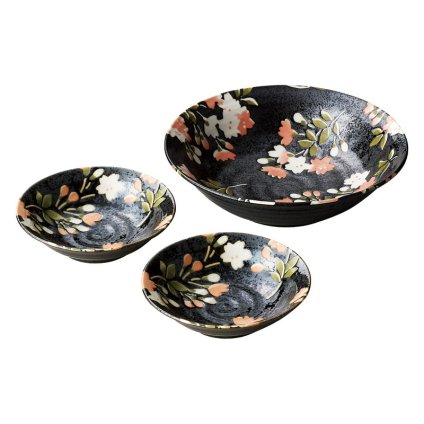 実りの秋の贈り物 香物鉢揃 宇野千代 小鉢（直径11.2×3cm）×2、盛鉢（直径17.8×4.7cm）×1