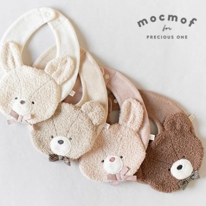 mocmof(モクモフ) ぬいぐるみスタイ | 出産祝い ベビー 赤ちゃん 男の子 女の子 おしゃれ かわいい ナチュラル 大人可愛い シンプル ギフト プレゼント 出産祝い お祝い 誕生日プレゼント バースデー 誕生日 モクモフ くま クマ タオル よだれかけ ビブ ウサギ クマ