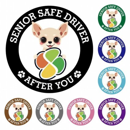 カーサイン 高齢者マーク SENIOR SAFE DRIVER チワックス ステッカー シール 直径13cm 肉球 日本製 車