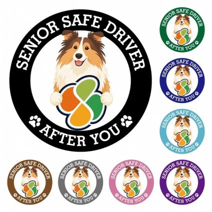 カーサイン 高齢者マーク SENIOR SAFE DRIVER ラフコリー ステッカー シール 直径13cm 肉球 日本製 車