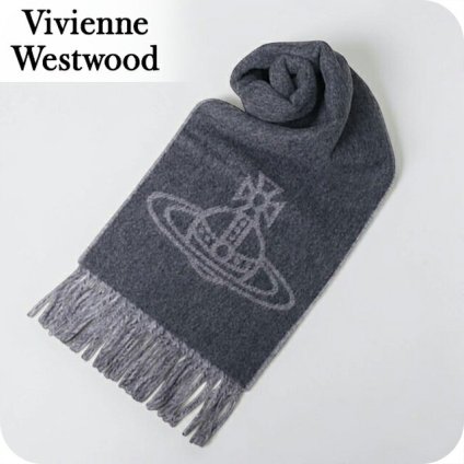 ヴィヴィアン ウエストウッド マフラー メンズ レディース ブランド Vivienne Westwood ロゴ W01MK-P410 ANTHRACITE ビビアン