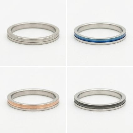 【4色からカラー選択可能！】ペアリング 指輪 ステンレス アクセサリー 幅2mm 細身リング シルバー ローズゴールド ブラック ブルー 誕生日 記念日 メンズ レディース ギフト プレゼント