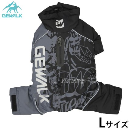 ジウォーク GEWALK タイポグラフィ ドリズル サーマル オーバーオール 犬服 L グレー
