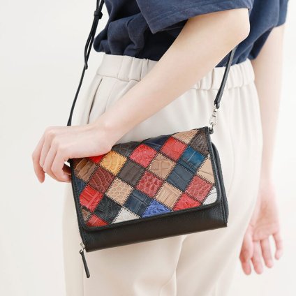 お財布 ショルダーバッグ ポシェット クロコダイル スマホ 入る 横型 レディース お財布ショルダー お財布ポシェット ミニバッグ ショルダー 牛革 革 小さめ 小さいバッグ バッグ お財布バッグ 斜め掛け ギフト プレゼント 4FA (06001255r)