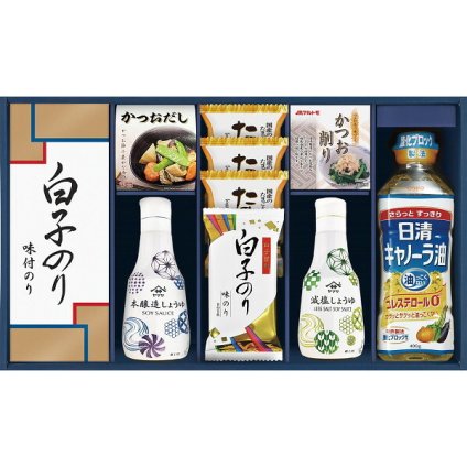 ヤマサ [26-7602-058] IT-50R2 鮮度しょうゆ 白子のり詰合せ 調味料 ギフト 減塩しょうゆ 日清キャノーラ油 かつおパック たまごスープ かつおだし 詰め合わせ 内祝い 出産内祝い 結婚内祝い お返し プレゼント 贈り物