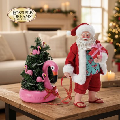 Flamingos Float 26.5cm | サンタ サンタクロース 人形 置物 フィギュア クリスマス ホリデー Possible Dreams 正規輸入品