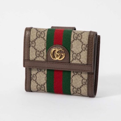 グッチ GUCCI 523173 96IWG 二つ折り財布 レディース 財布 ミニ財布 オフィディア GGスプリーム 小銭入れ レザー 本革 ロゴ プレゼント お祝い 記念 コンパクトウォレット 折りたたみ OPHIDIA ベージュ