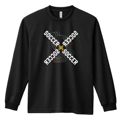 サッカー ロンT 長袖 Tシャツ メンズ 練習着 レディース ジュニア ウェア ドライ おもしろ tシャツ 名入れ おしゃれ キッズ 文字入れ無料 「ネオンスタイルのクロスSOCCER」 アートワークスコウベ 【送料無料】
