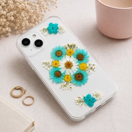 【ほぼ全機種対応スマホケース❁】押し花スマホケース NO.517（ブルー）（着日指定不可） 押し花＆レジン iPhone/Xperia/AQUOS/Galaxy他