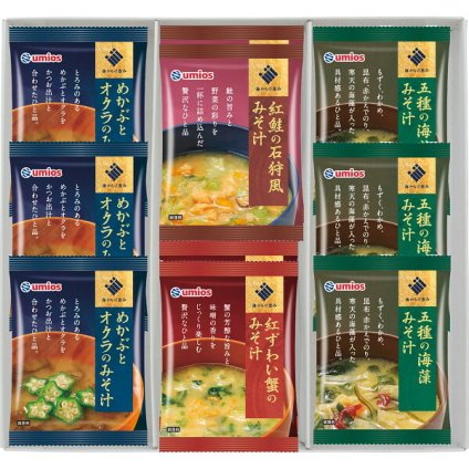 Ｕｍｉｏｓ ウミオス 海からの恵み 海鮮フリーズドライ詰合せ [26-0472-019] ＵＦＤ－２ 10食 紅鮭 紅ずわい蟹 めかぶ 五種海藻 みそ汁 味噌汁 即席 手土産 贈り物 プレゼント ギフト