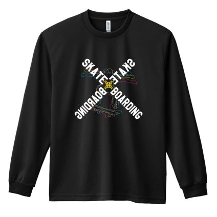 スケボー スケートボード ロンT 長袖 Tシャツ メンズ 練習着 レディース ジュニア ウェア ドライ おもしろ tシャツ 名入れ おしゃれ キッズ 文字入れ無料 「ネオンスタイルのクロスSKATEBOARD」 アートワークスコウベ 【送料無料】