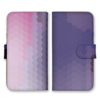 ＼全機種対応／ スマホケース 手帳型 スマホカバー 手帳タイプ スマートフォン ケース カバー モザイク 六角 ハニカム パープル かわいい おしゃれ かっこいい カードホルダー付き カード収納 合皮 合成レザー