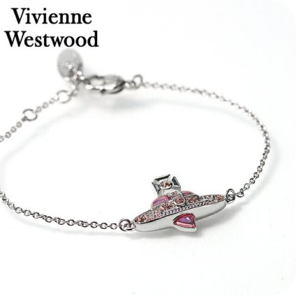 ヴィヴィアン ウエストウッド ブレスレット レディース ブランド Vivienne Westwood New ディアマンテ Diamante Heart 6102021T 02P686 シルバー ピンク アクセサリー ビビアン 腕輪 ジュエリー ブランド 高級 おしゃれ プレゼント 女性 実用的 かわいい