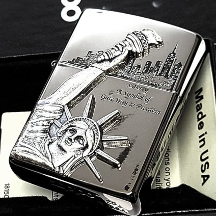 ZIPPO ライター 自由の女神 シルバー ジッポ 両面加工 ニューヨーク アメリカ 彫刻 ニッケル燻し 重厚立体メタル 銀 かっこいい Statue of Liberty おしゃれ レディース メンズ ギフト プレゼント