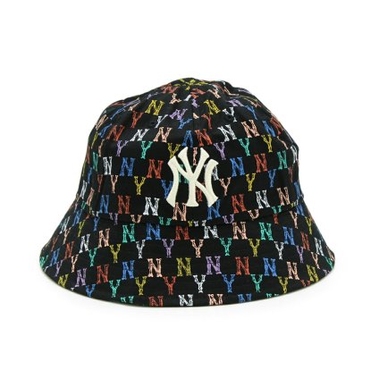 エムエルビーコリア MLB Korea バケットハット 帽子 ニューヨーク ヤンキース モノグラム レインボー ドーム 32CPH4111 50L メンズ レディース ユニセックス ブラック+レインボー 海外正規品