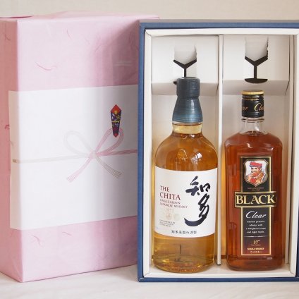 感謝贈り物ウイスキーボックス2本セット(知多 43度 クリアーブラック 37度) 700ml×2本